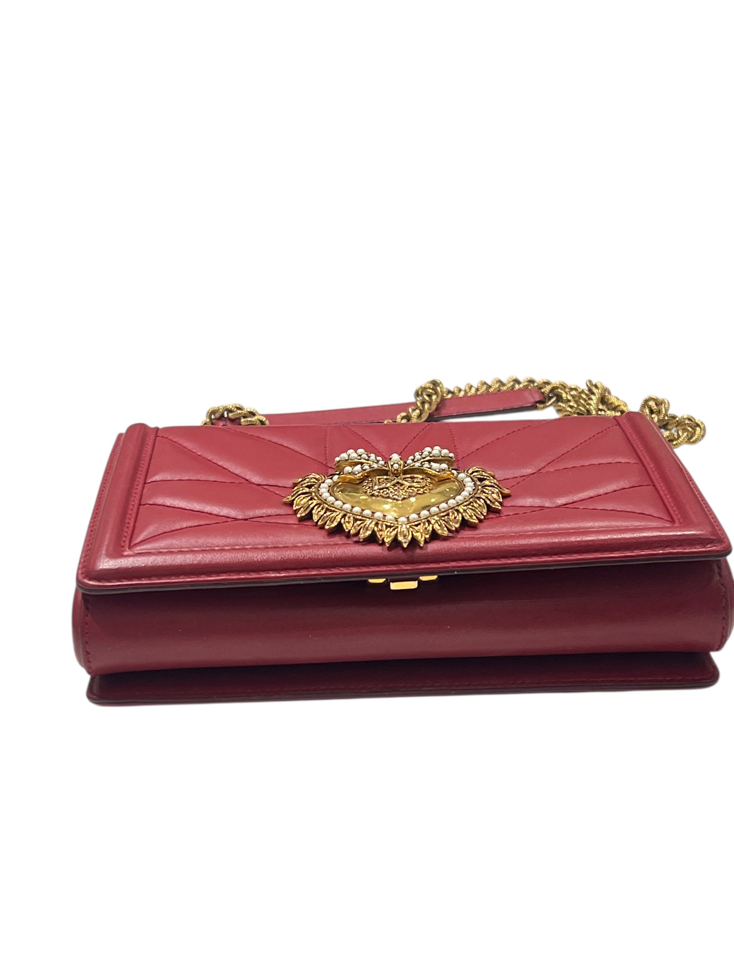 Dolce Gabbana - sac dévotion cuir rouge foncé