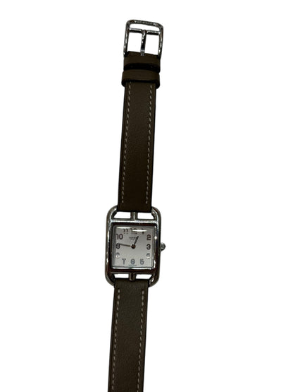 Hermès - Montre Cape Cod PM Double Tour en cuir de veau Swift couleur Étoupe