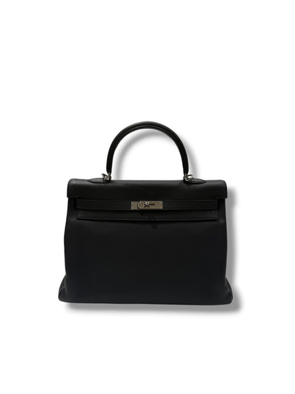 Hermès - Sac Kelly 35 Togo retourné noir