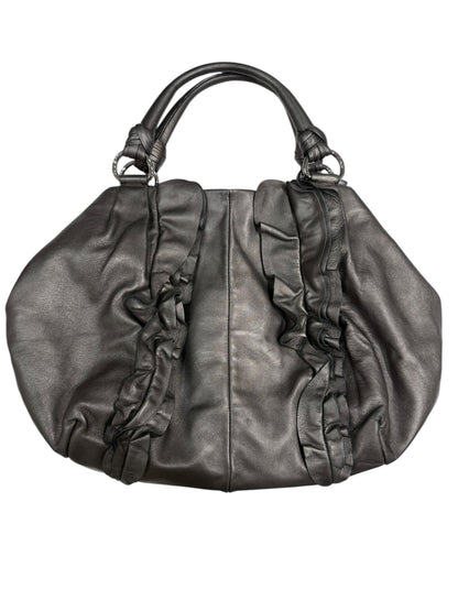Prada - Sac cabas Canapa froncés gris métallisé