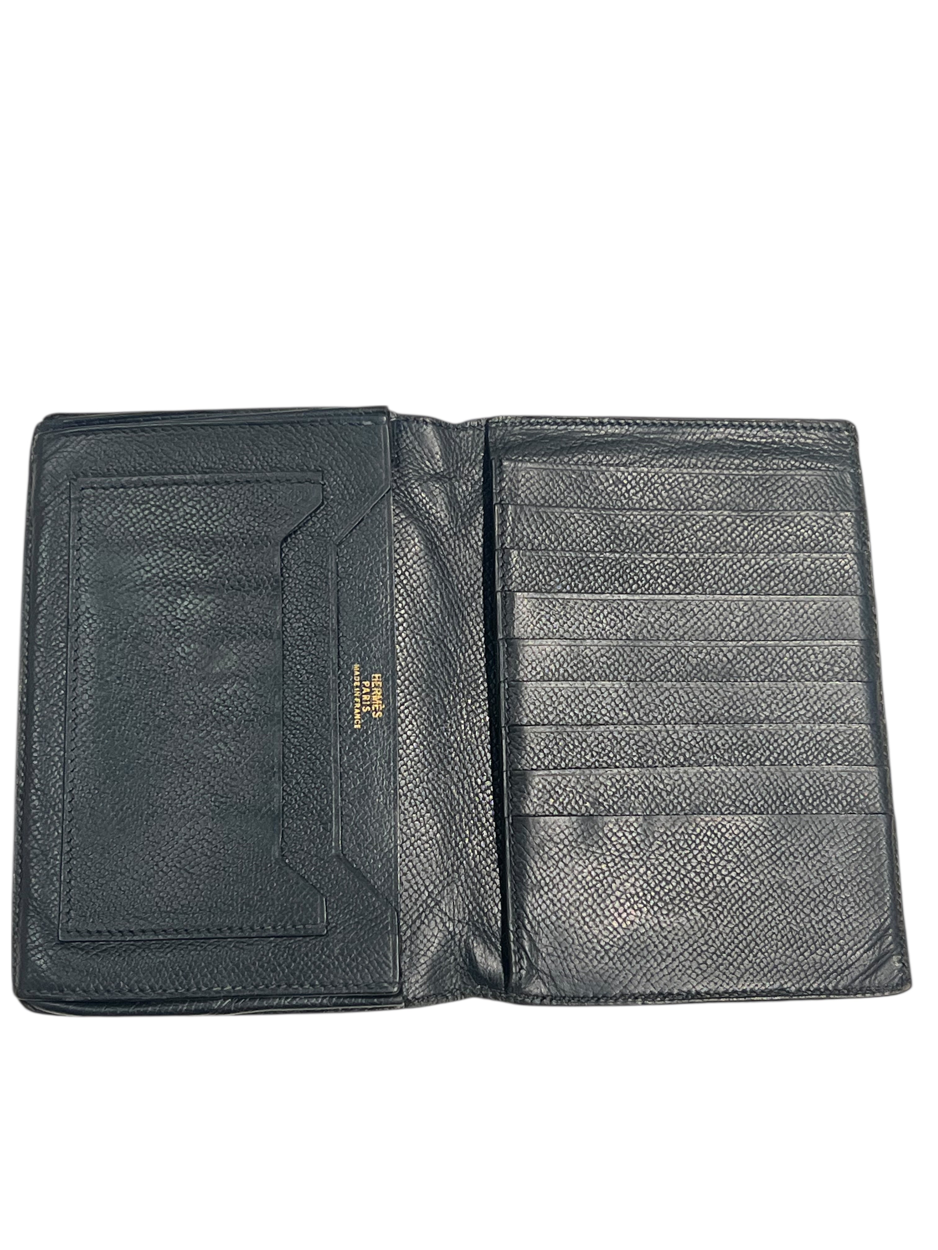 Hermès - portefeuille cuir epsom bleu navy