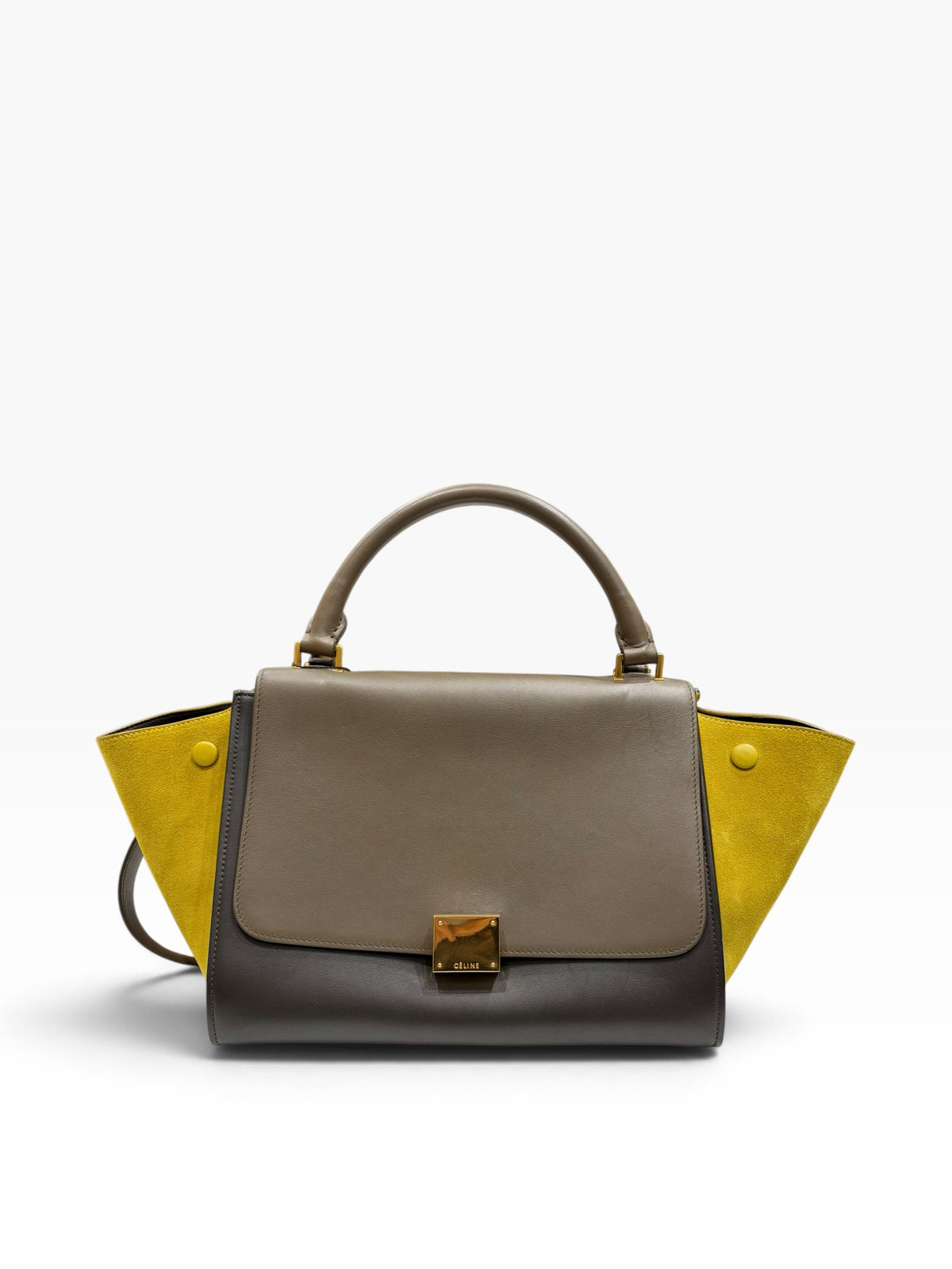 Céline - Sac à main trapèze tricolore en cuir et daim