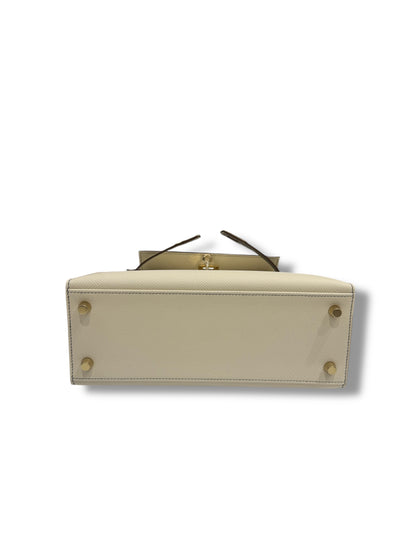Hermès - Sac Kelly 25 Craie / Gris Meyer commande spécial