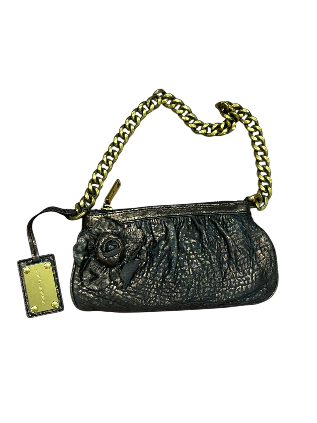 Dolce gabbana - sac pochette cuir bronze