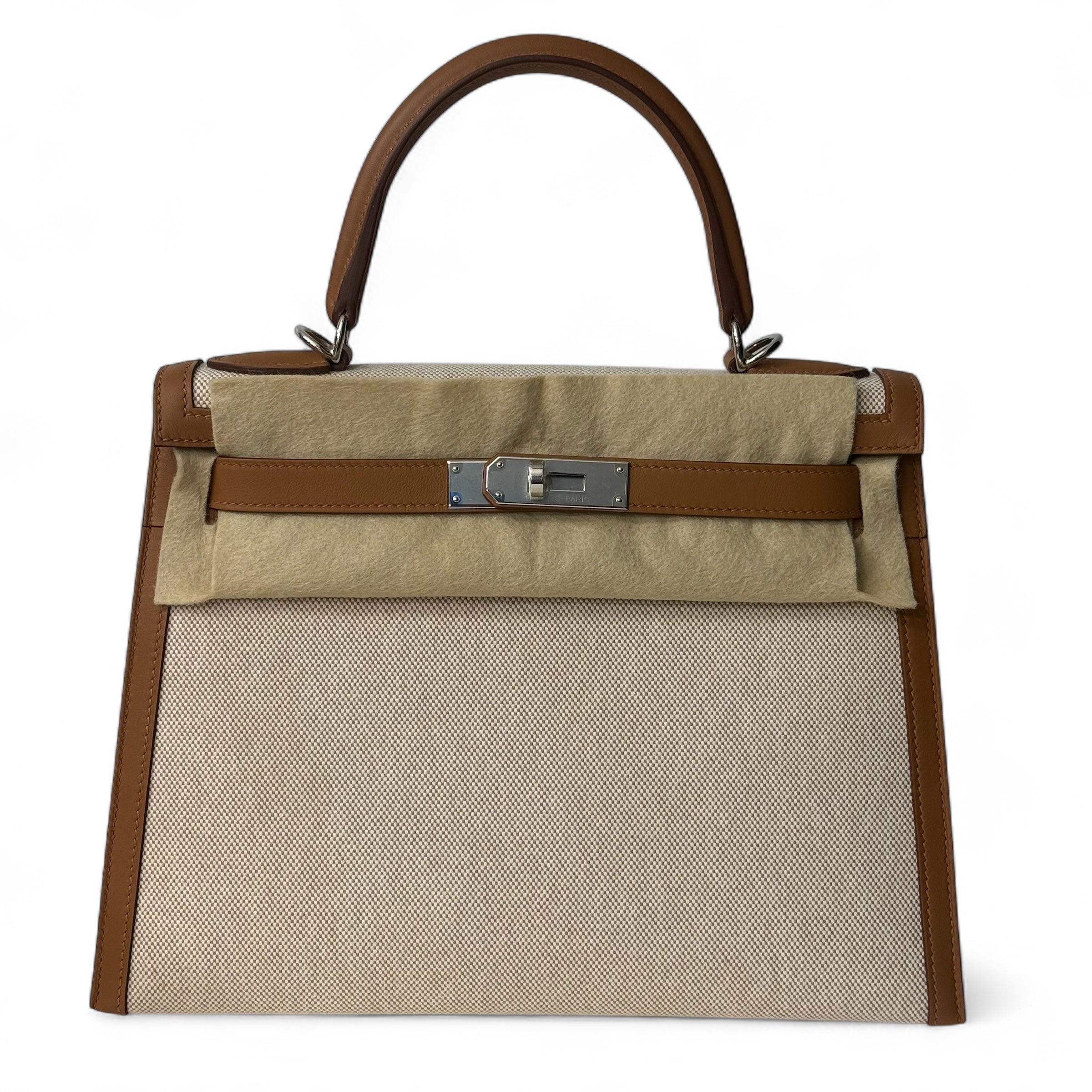 Hermès - Kelly-Tasche 28 aus Leder und Segeltuch