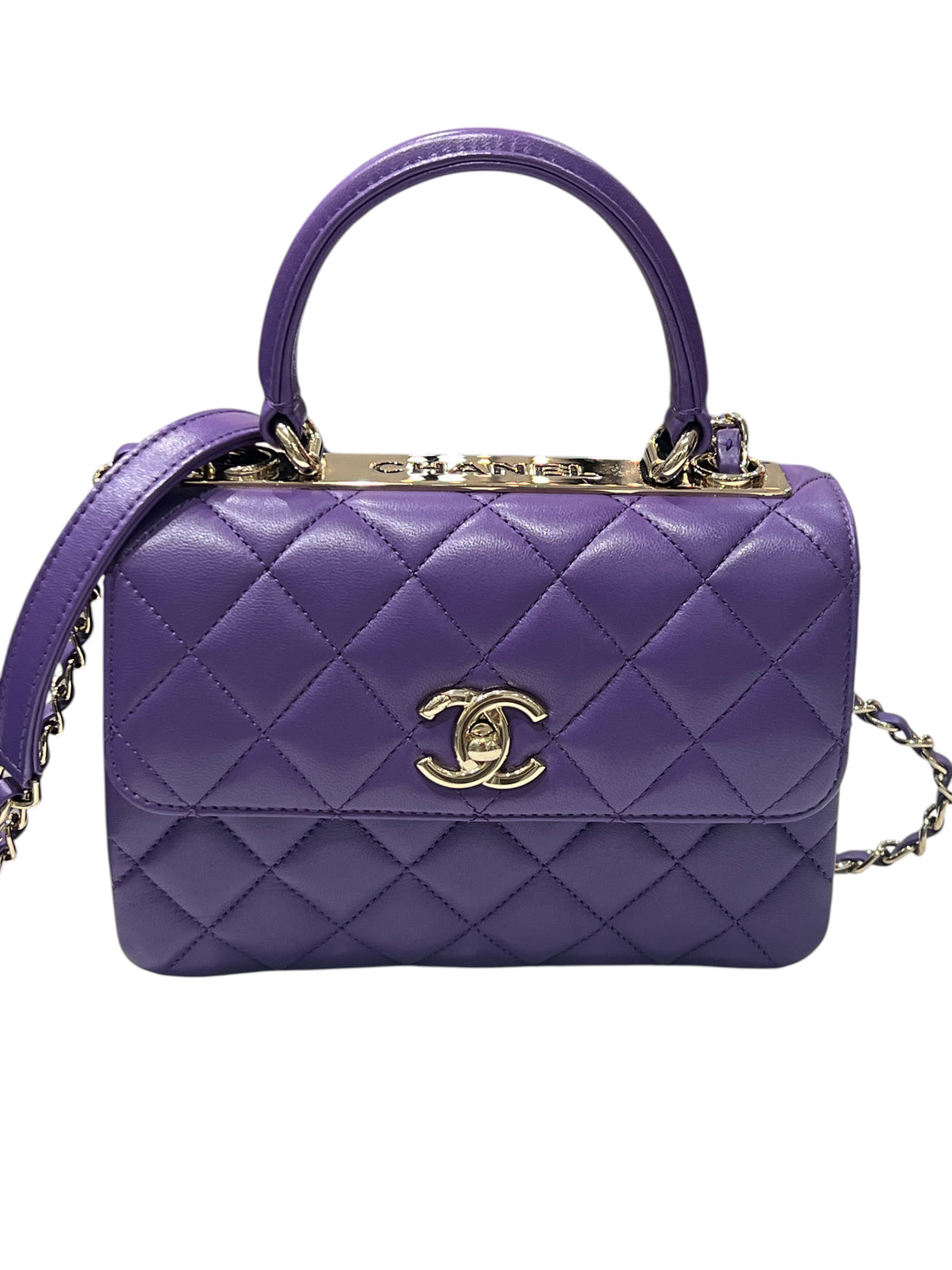Chanel – Mini-Trendy-Tasche aus violettem Leder