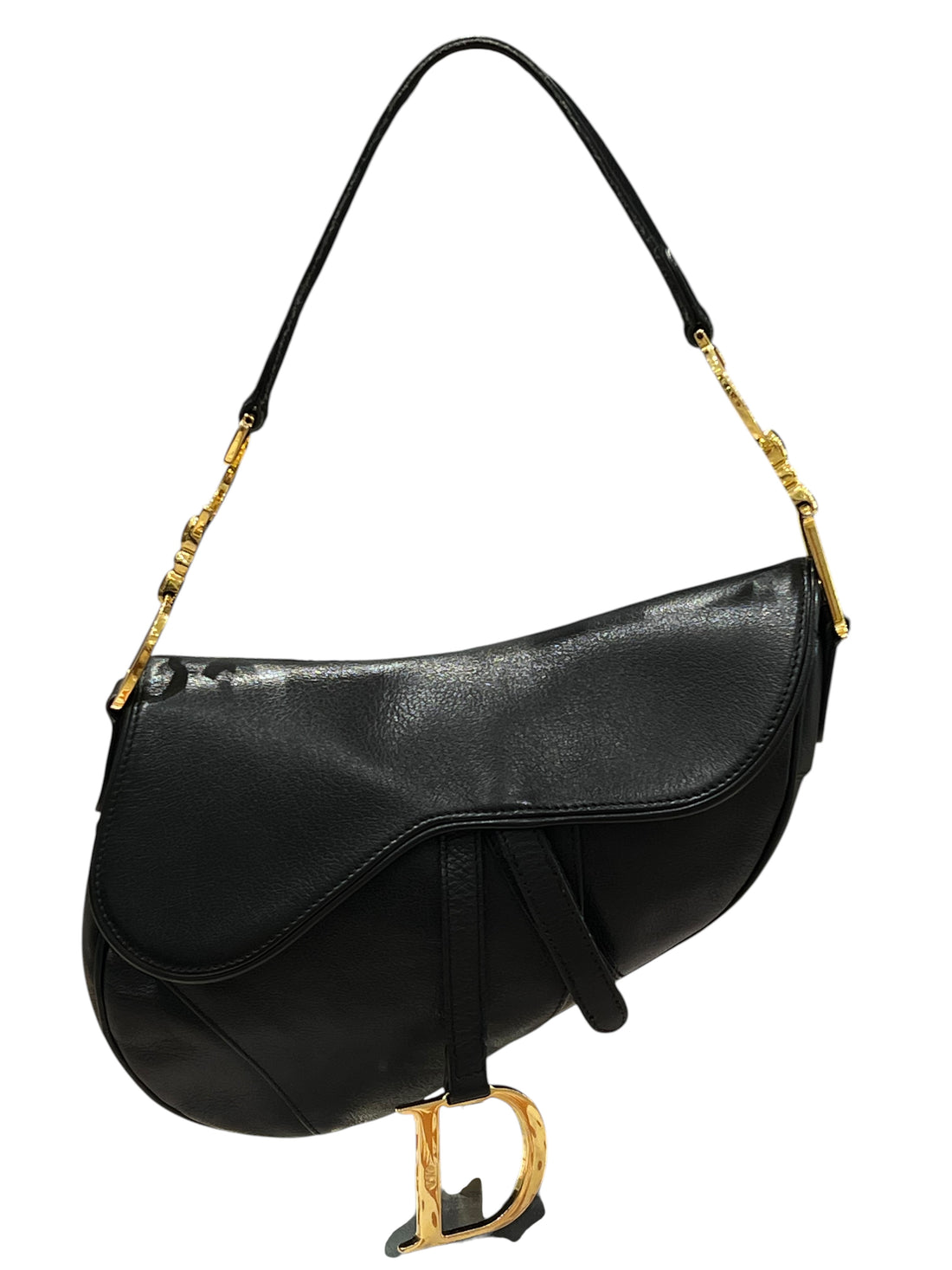 Dior – Saddle-Tasche aus schwarzem Vintage-Leder
