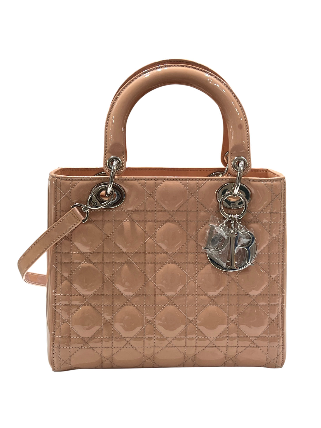 Dior – Lady Dior Medium aus nudefarbenem Lackleder