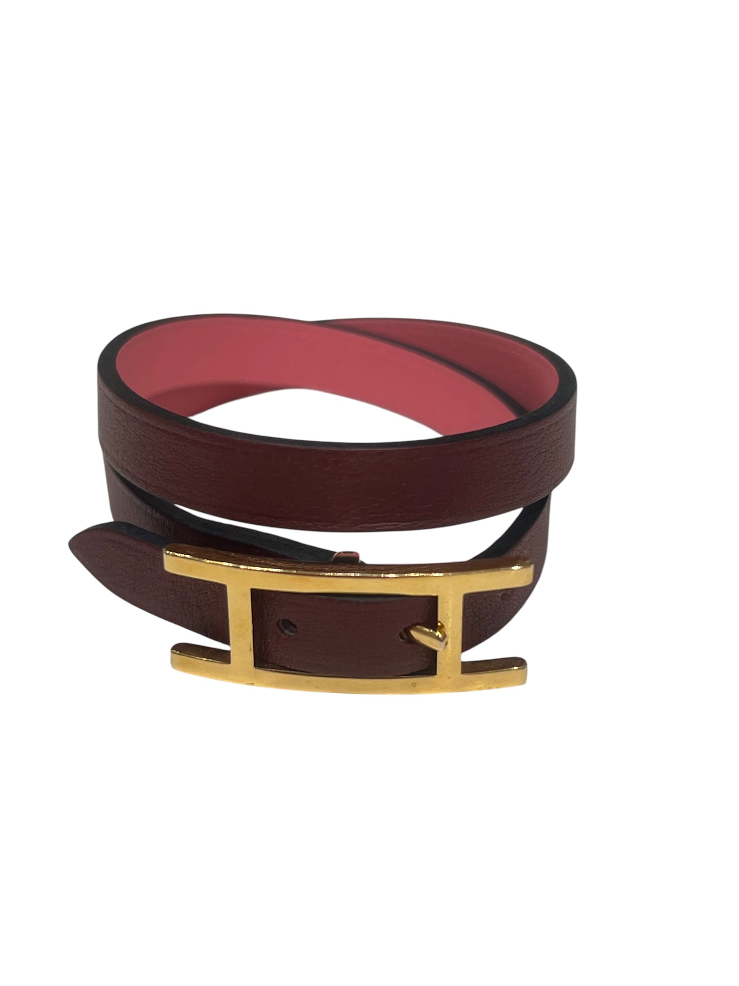 Hermès - bracelet be hapi bordeaux réversible rose