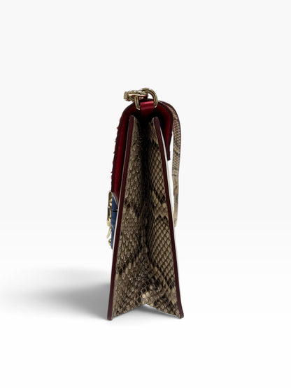 Dolce Gabbana - Blue and white Lucia bag with red python flap