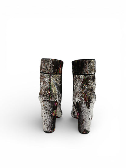 Louboutin - Bottines en sequins réversibles Gris / Multicolore