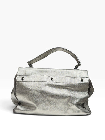 Saint Laurent - Sac Muse Two en cuir métallisé argenté