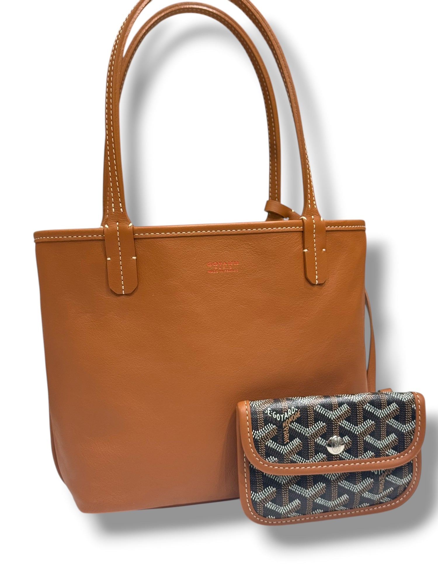 Goyard - Sac Mini Anjou réversible toile et cuir Gold