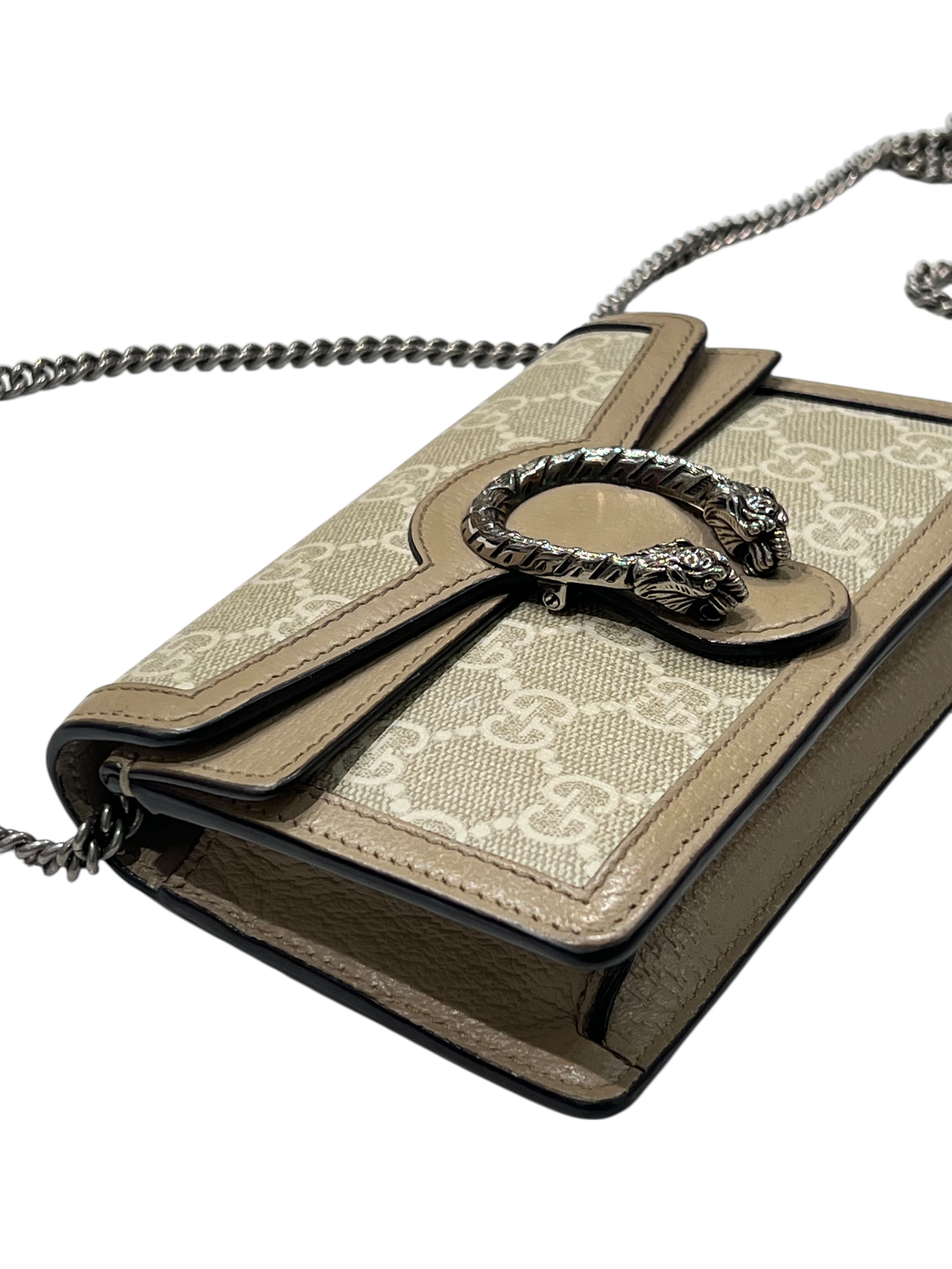 Gucci - Mini Dionysus bag in beige GG leather and canvas