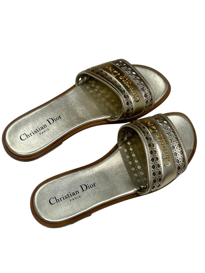 Dior - mules cannage dorées T 36,5