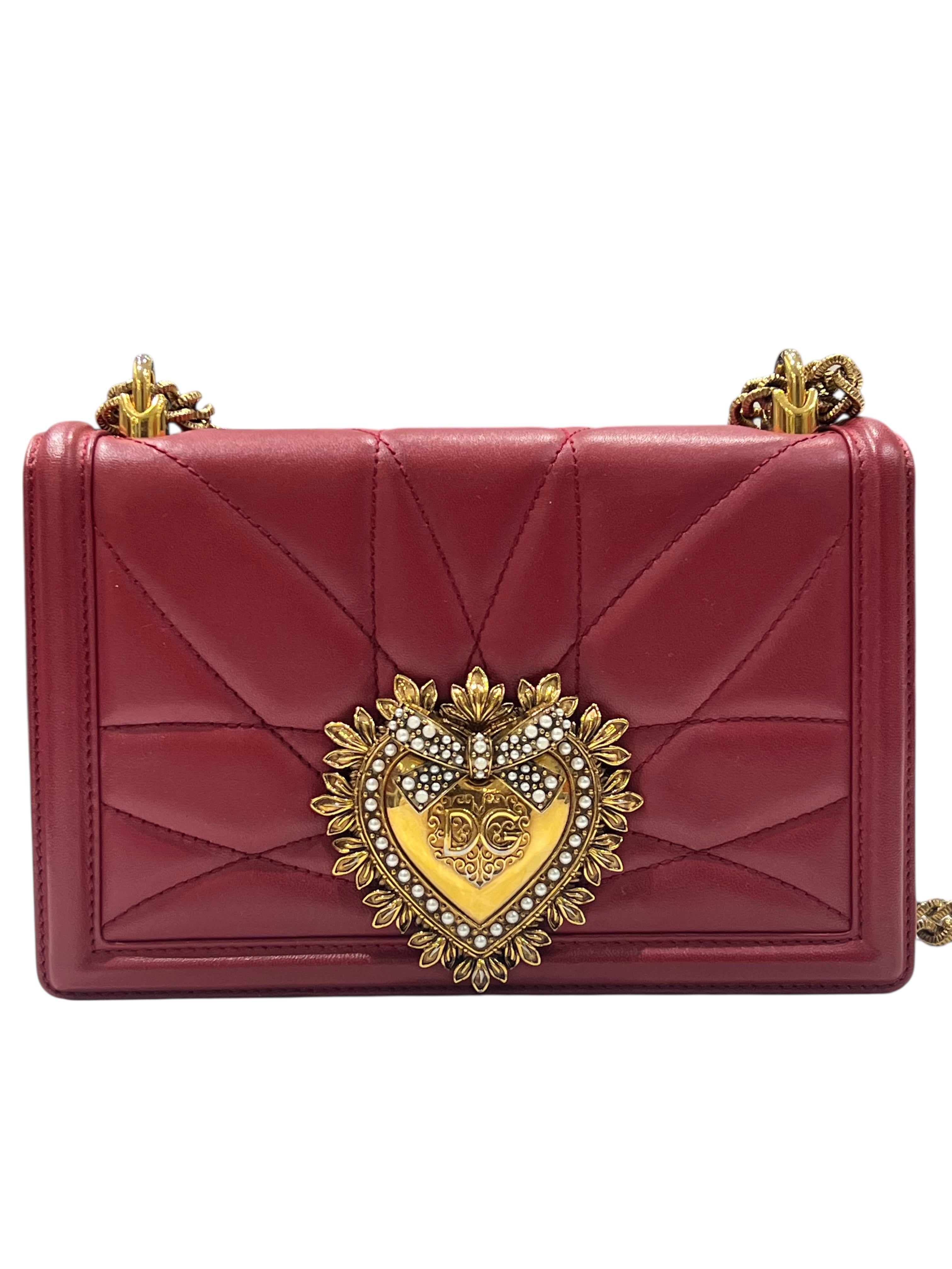 Dolce Gabbana - sac dévotion cuir rouge foncé