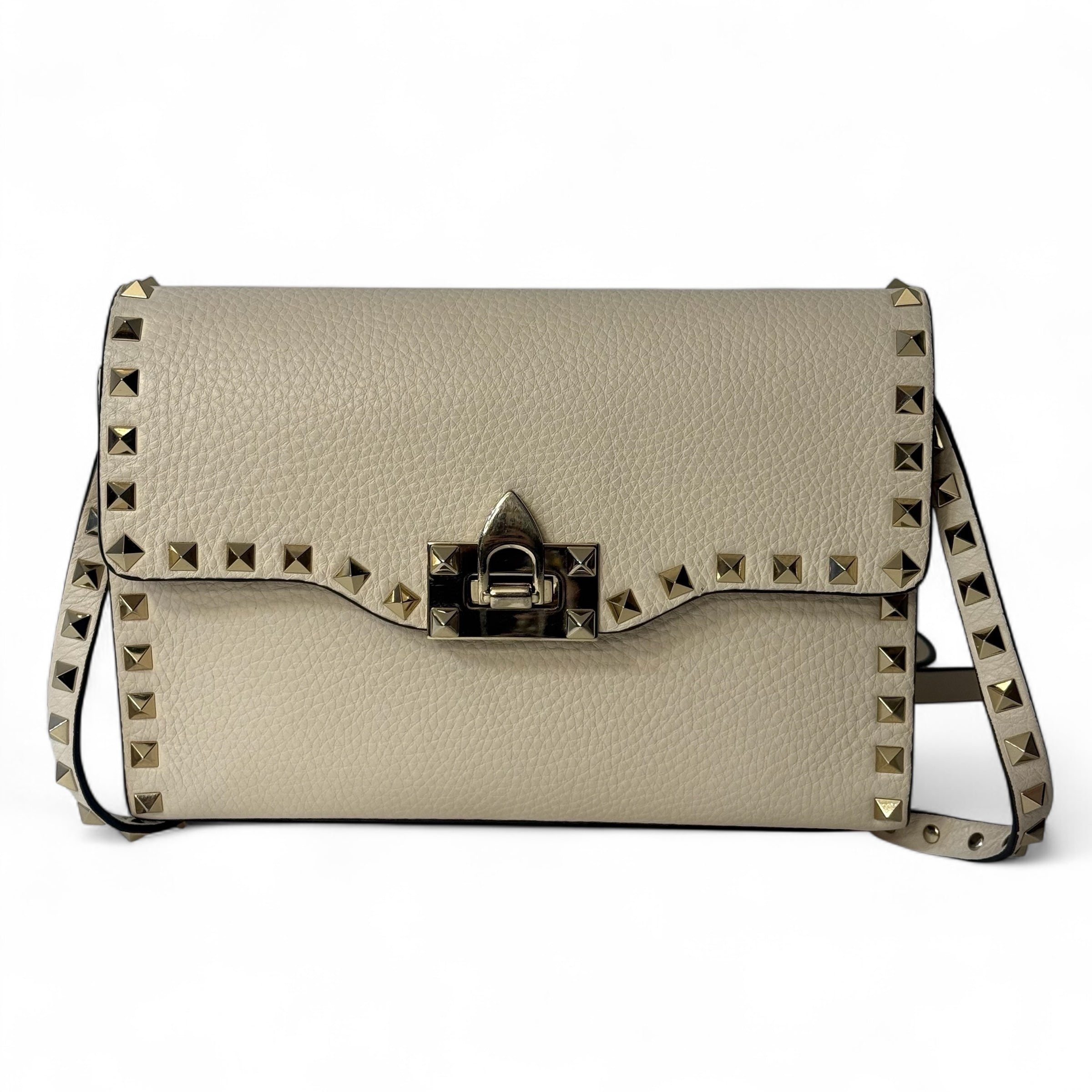 Valentino - Rockstud-Tasche cremefarben