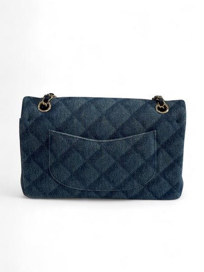 Chanel - Klassische Tasche 25cm doppelte Klappe Jeansstoff