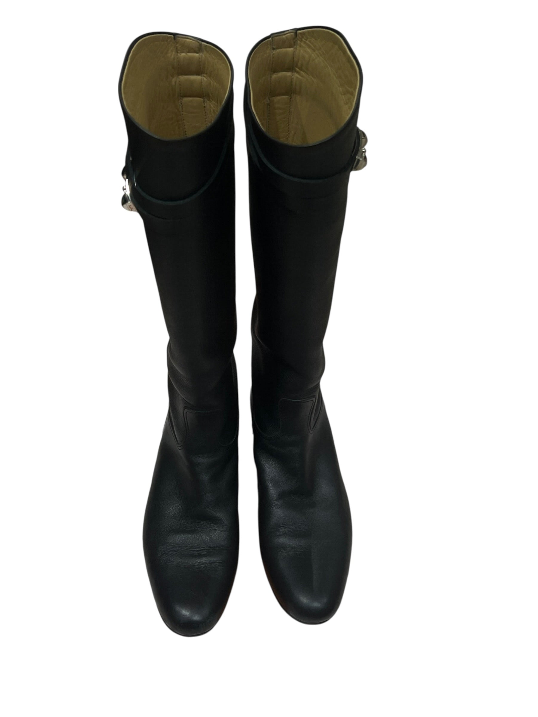 Hermès - bottes jumping cuir noir