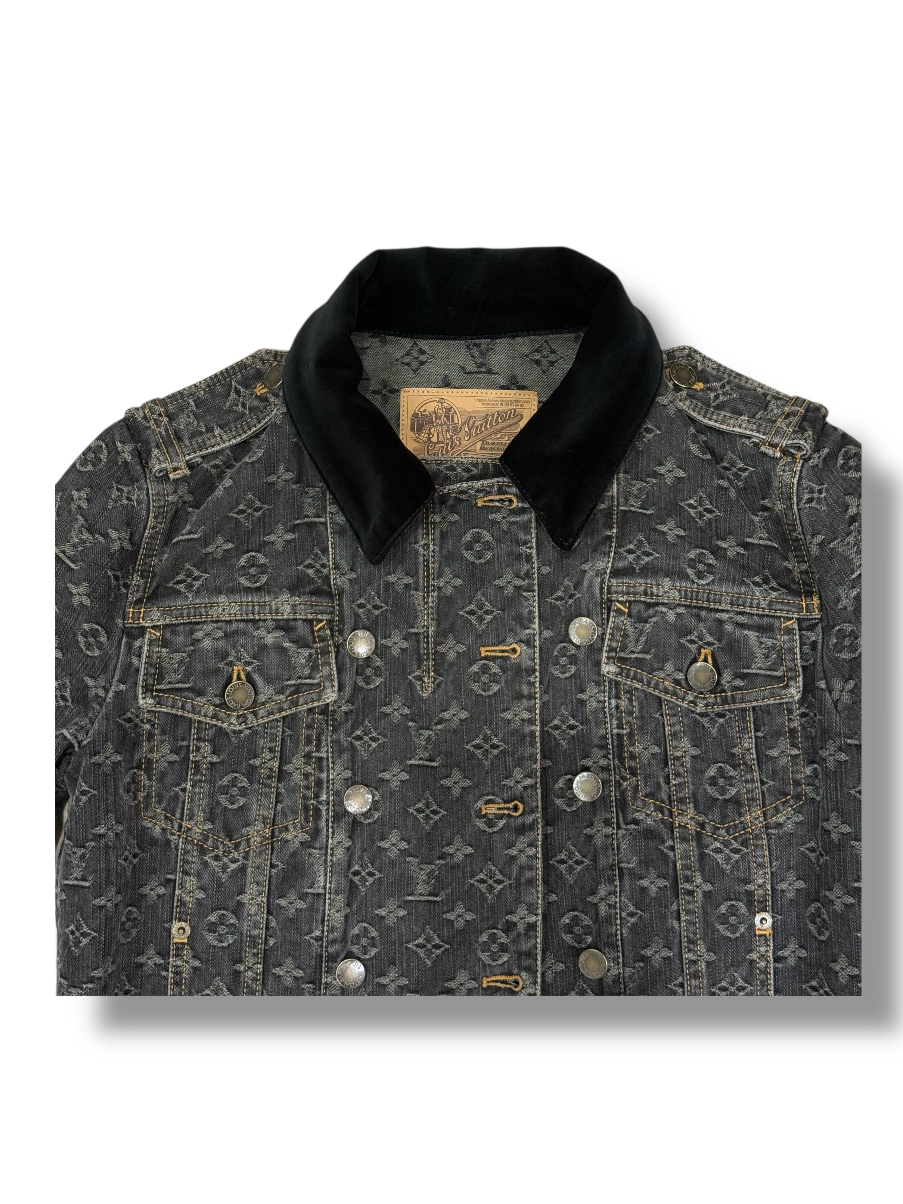 Louis Vuitton - Giacca in denim grigio con monogramma T38