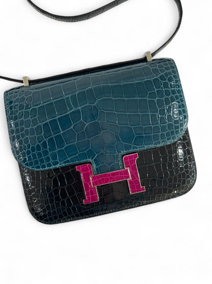 Hermès - Sac Constance III Mini tricolore alligator