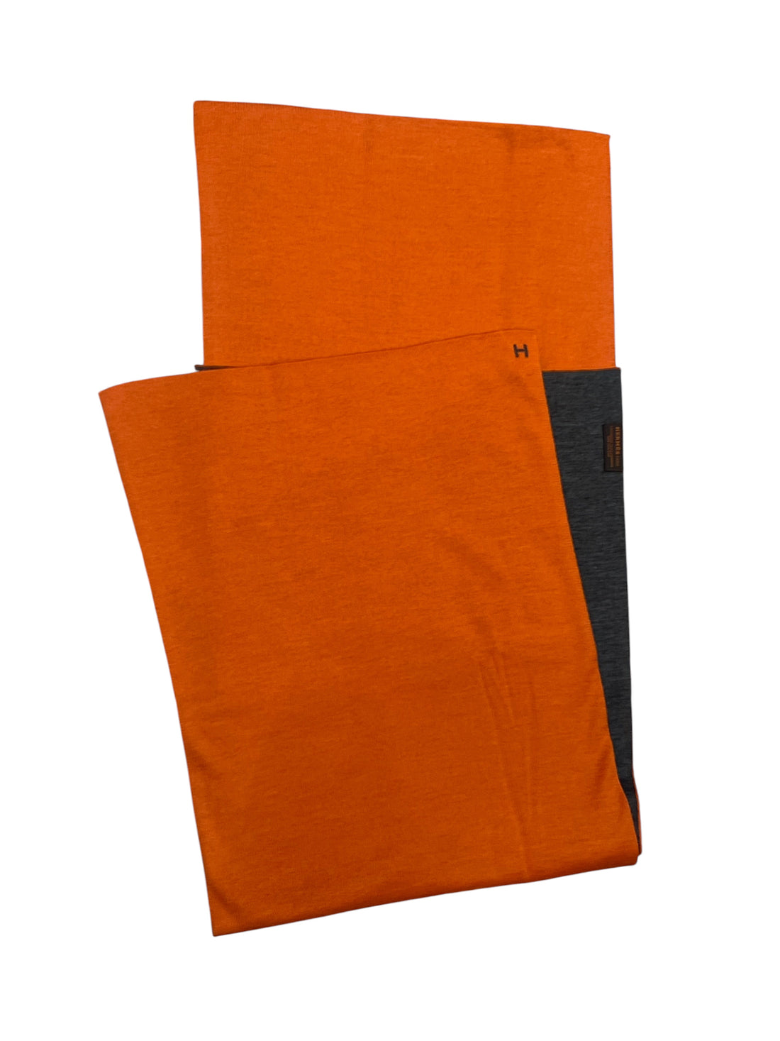 Hermès - écharpe aller-retour laine et cachemire orange/gris