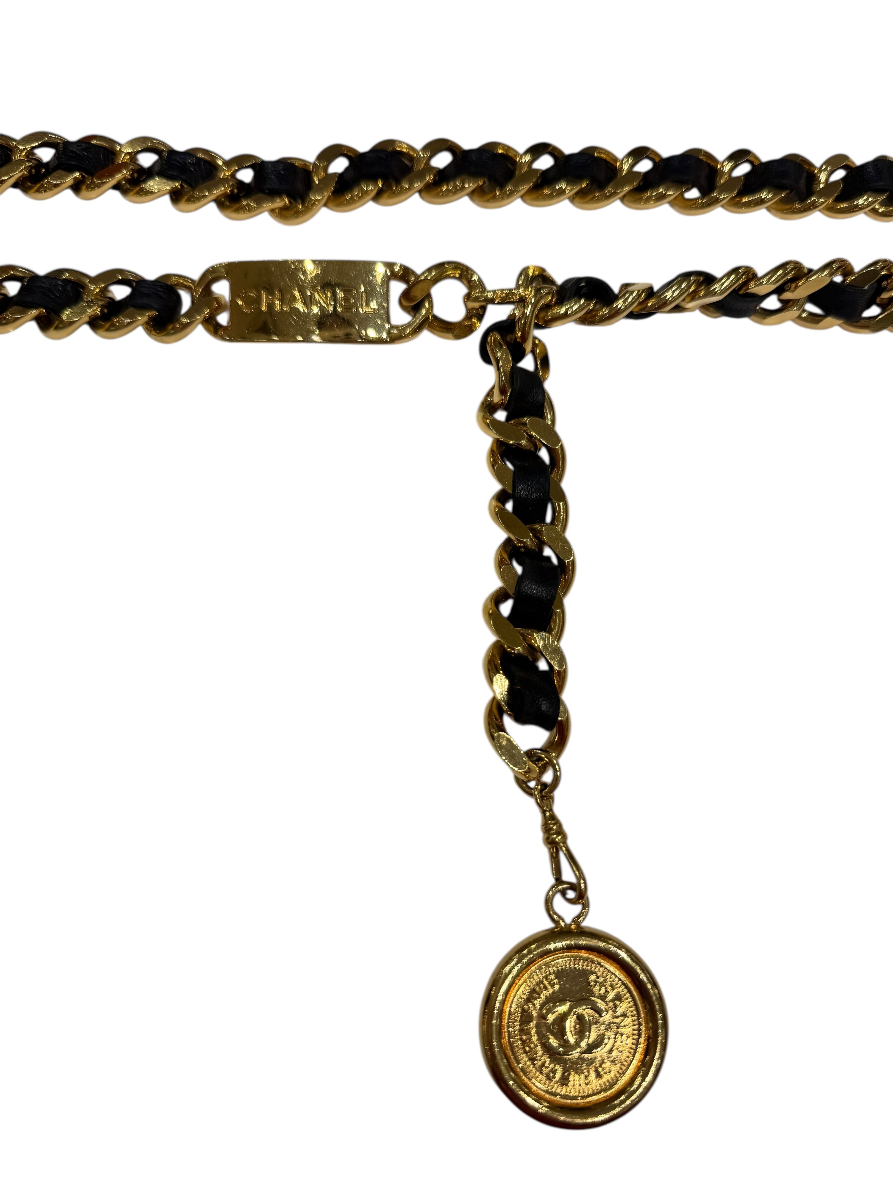 Chanel - Ceinture chaîne entrelacée et médaillon