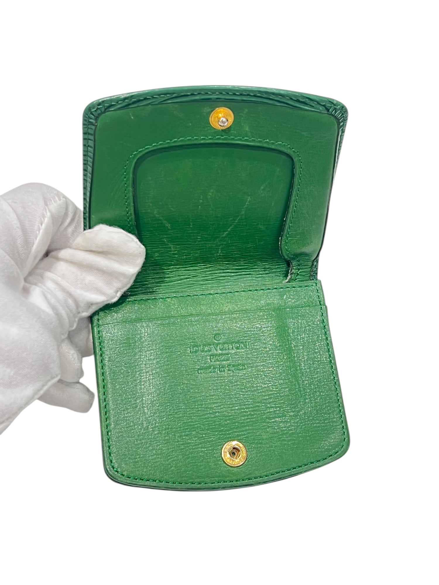 Louis Vuitton - porte monnaie cuir épi vert