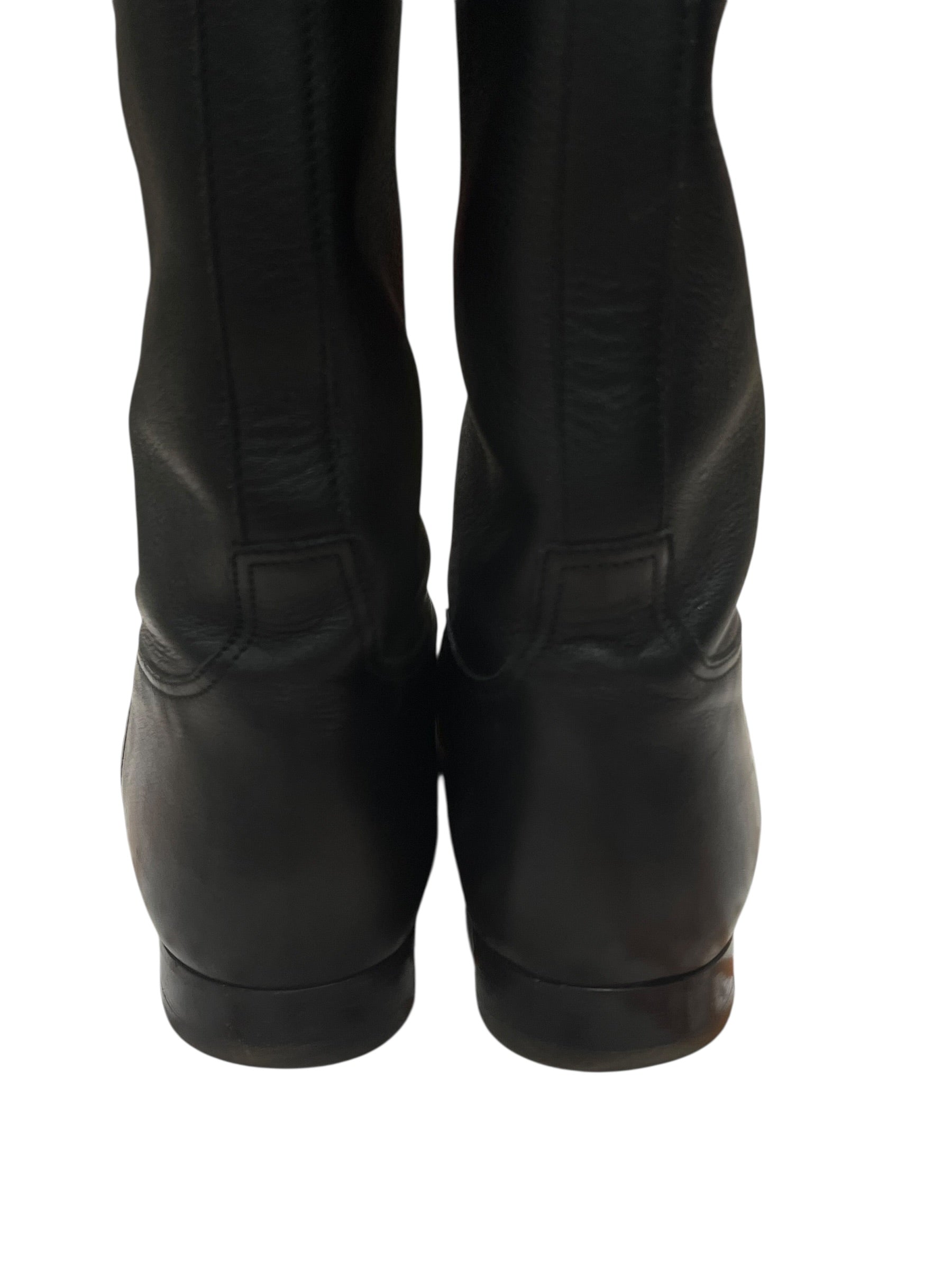 Hermès - bottes jumping cuir noir