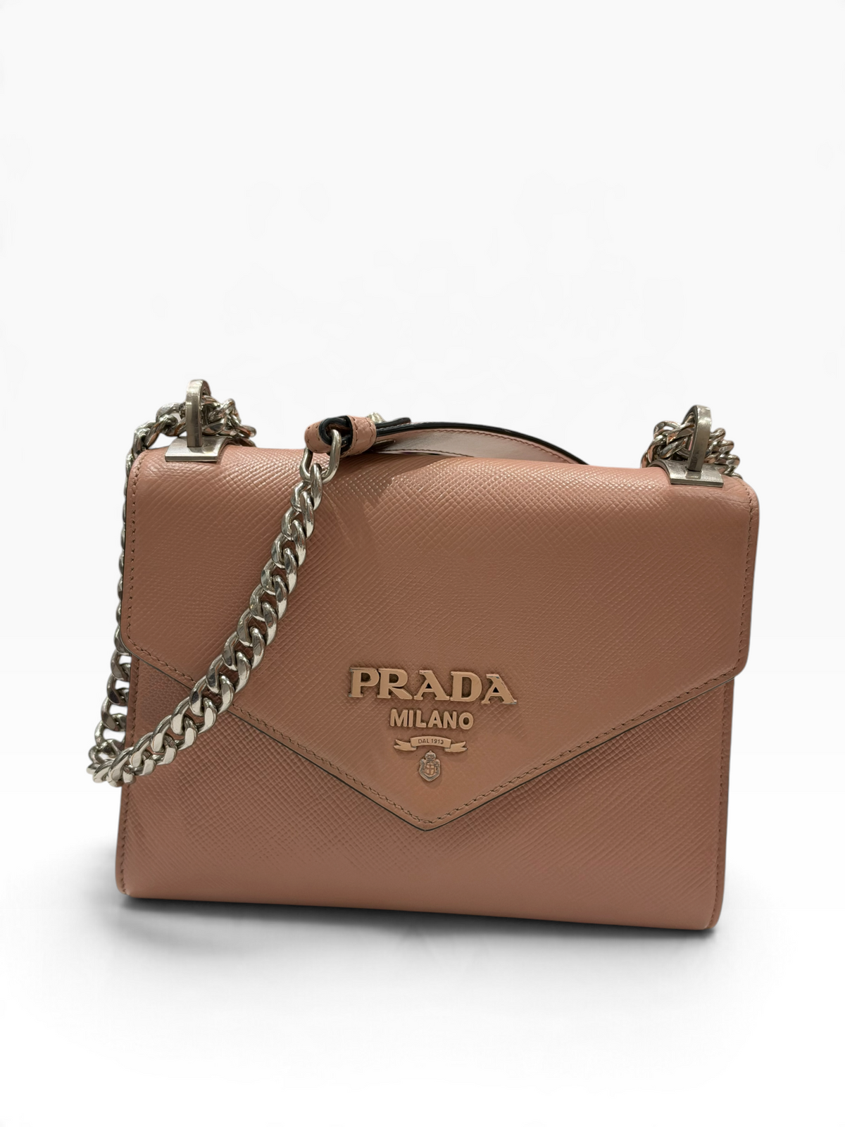 Prada - sac enveloppe Rose nude Safianno