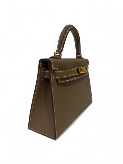 Hermès - Sac Kelly II sellier Mini Étoupe