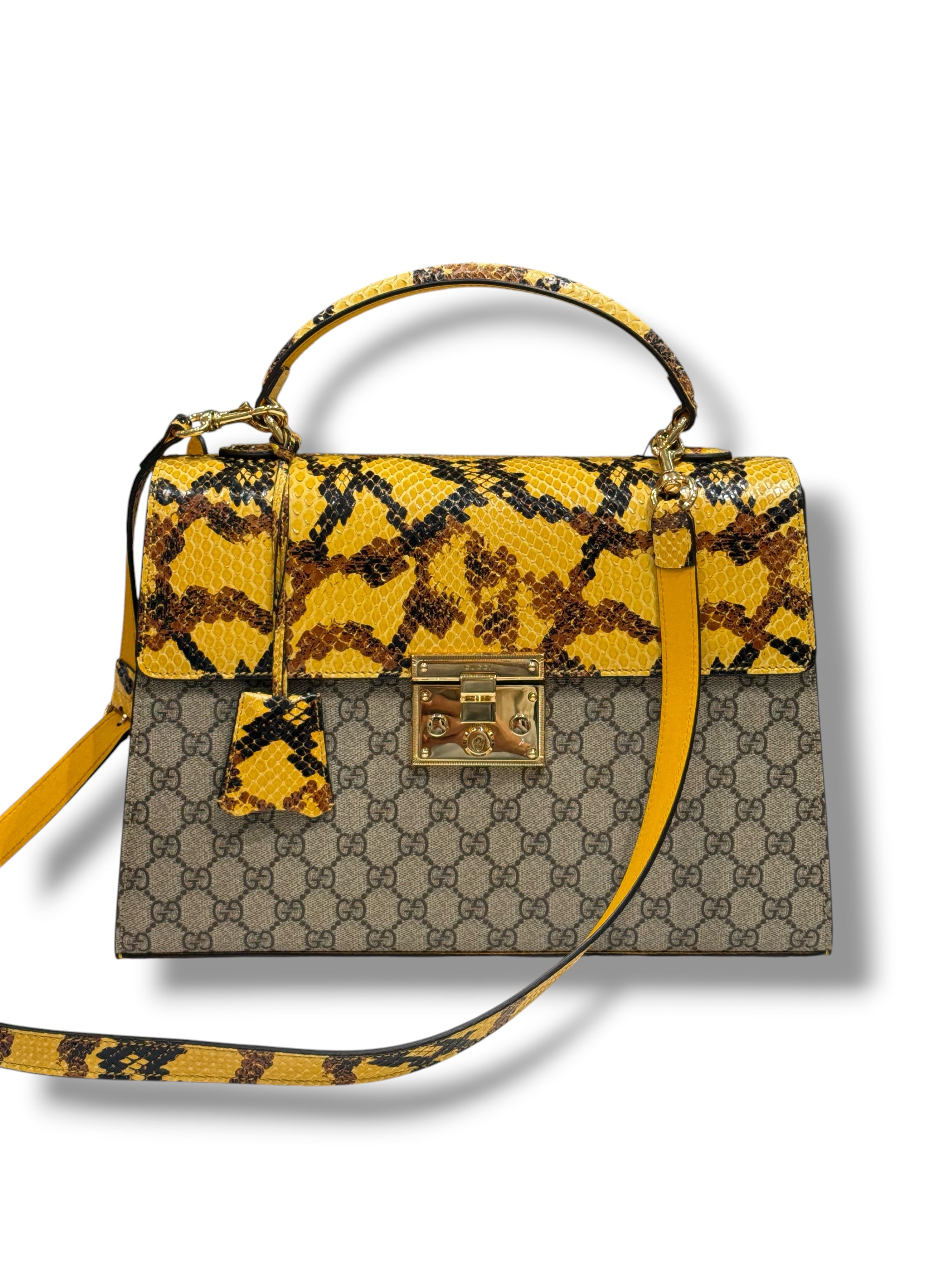 Gucci - Sac Padlock GM Be touch toile et python