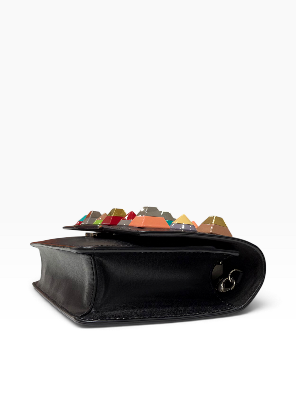 Fendi - Sac Vitello Liberty avec studs à chaîne noir