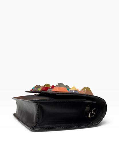Fendi - Sac Vitello Liberty avec studs à chaîne noir