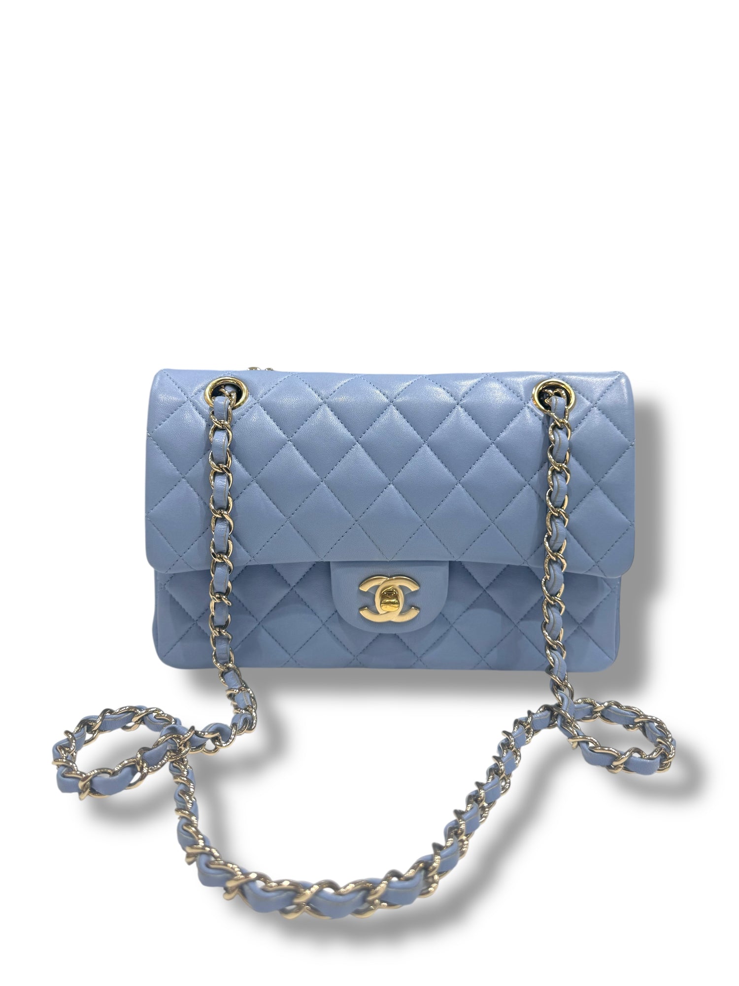Chanel - Sac 11.12 Classique Timeless small Bleu nuage