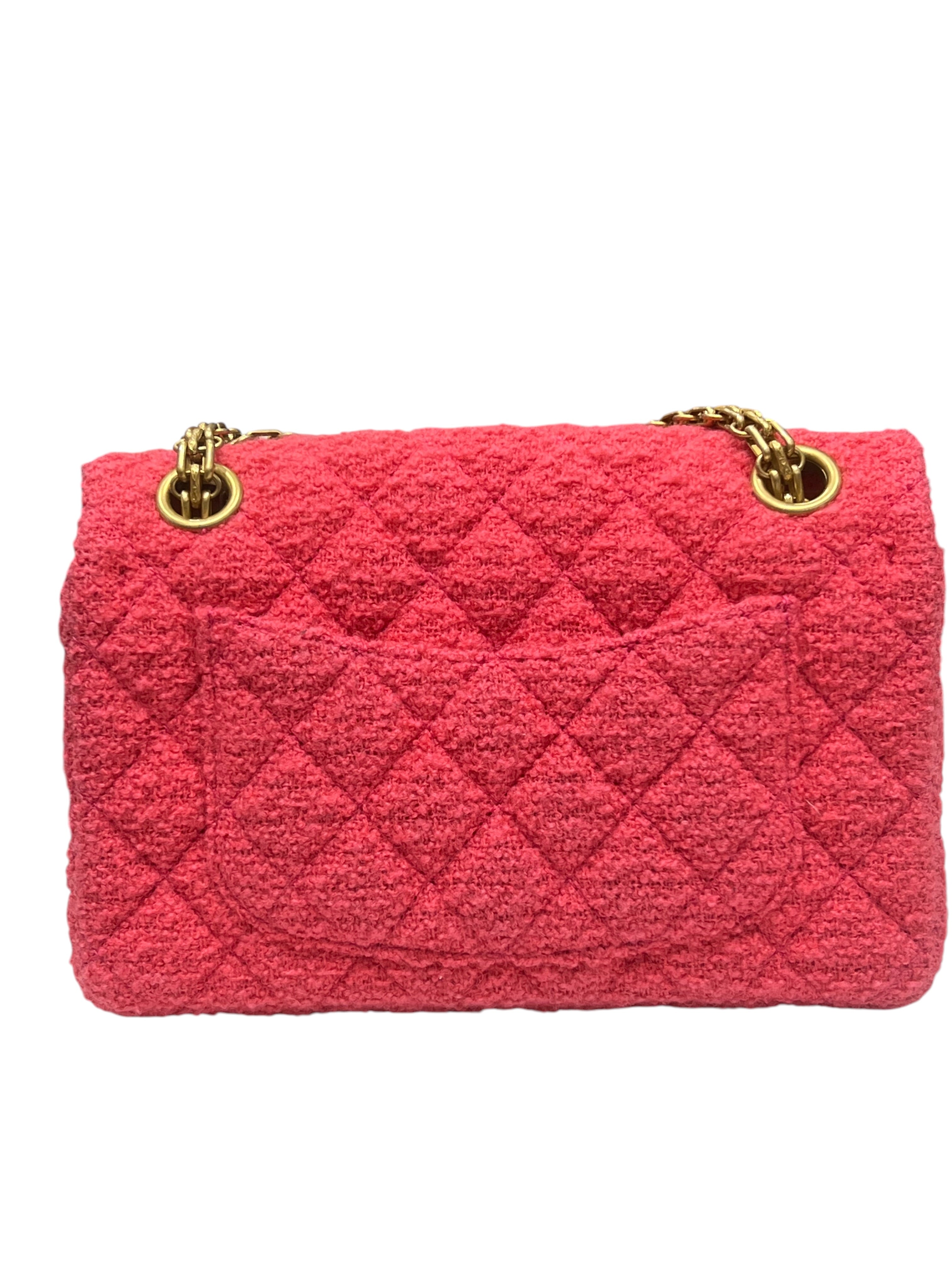 Chanel - sac 2.55 mini rectangle tweed fushia