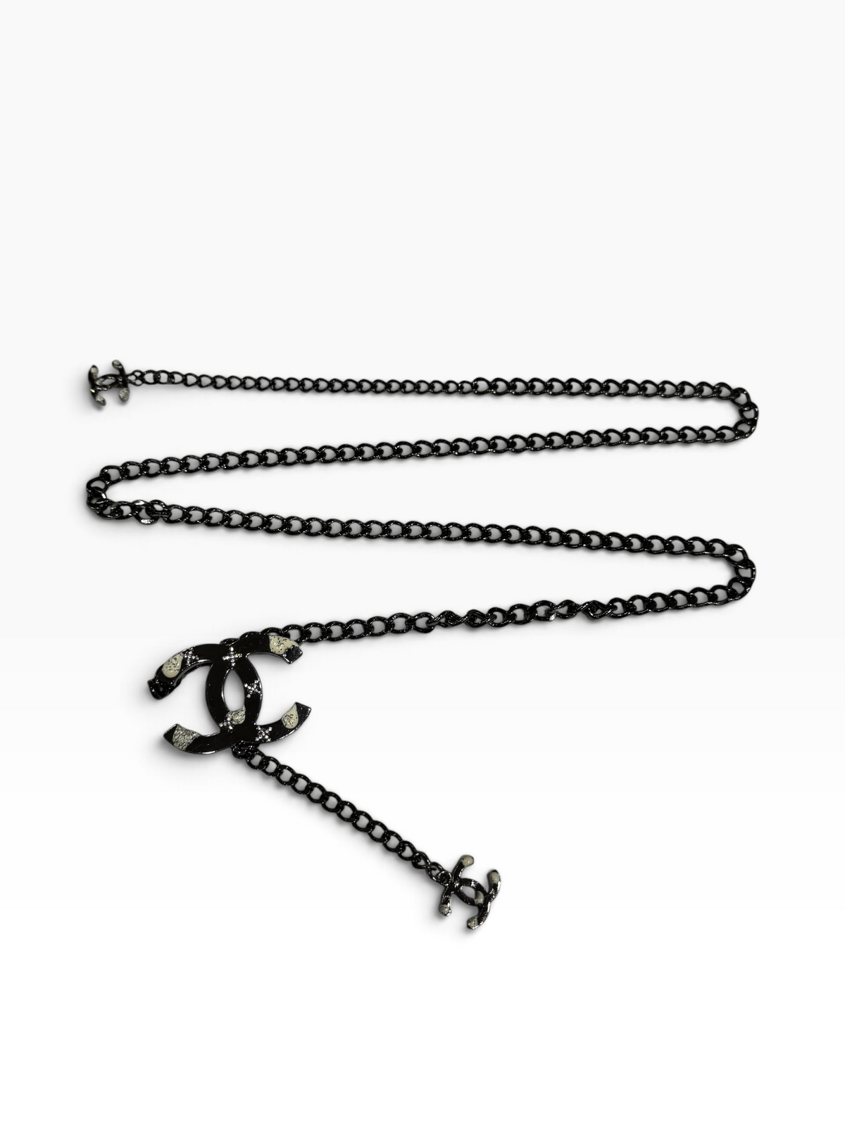 Chanel - Ceinture chaîne maillons avec charms Double C