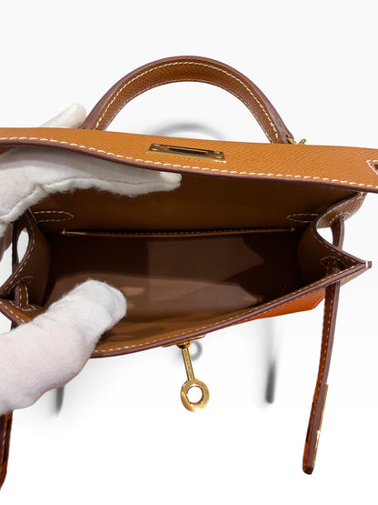 Hermès - Sac Mini Kelly II Sellier Epsom Gold GHW