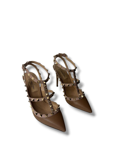 Valentino - Sandales Rockstud T36,5 Nocciola