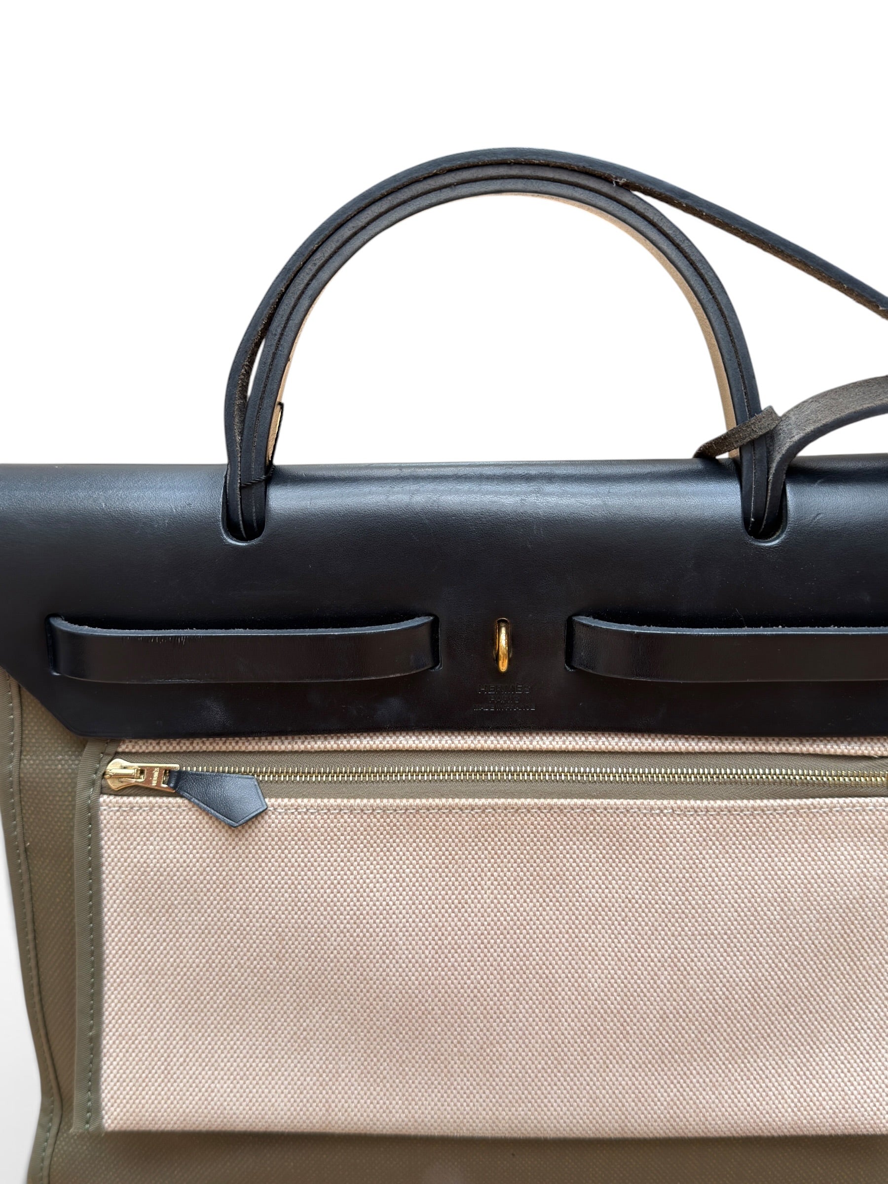 Hermès - Sac Herbag 31 Kaki et Noir