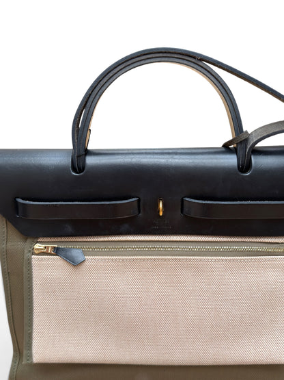 Hermès - Sac Herbag 31 Kaki et Noir