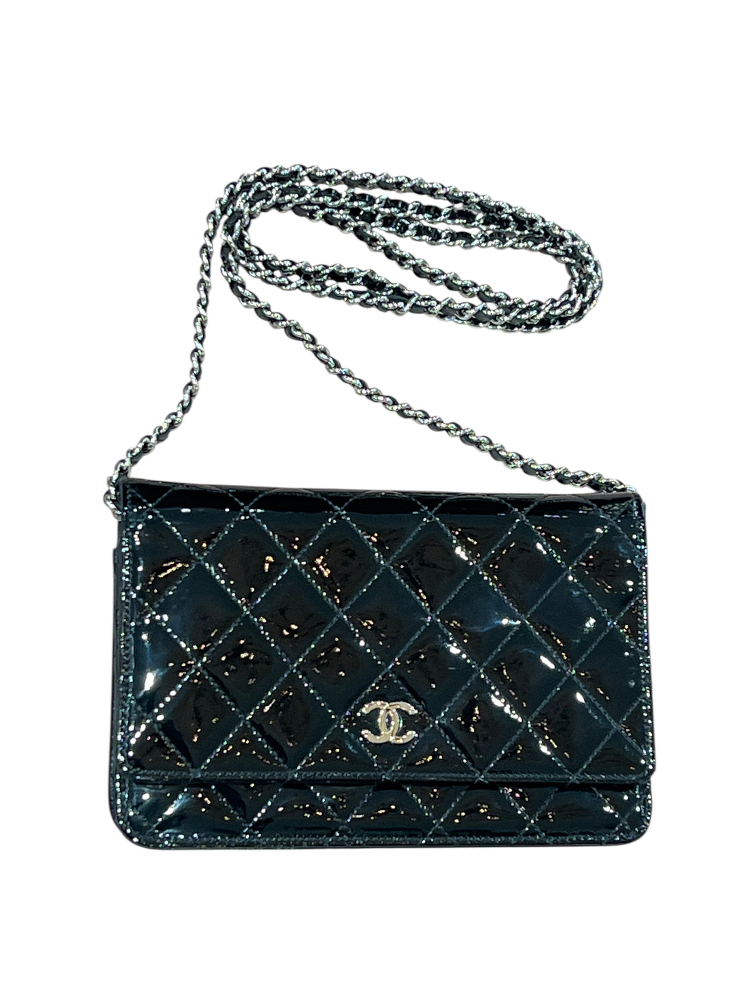 Chanel - wallet on chain cuir verni noir