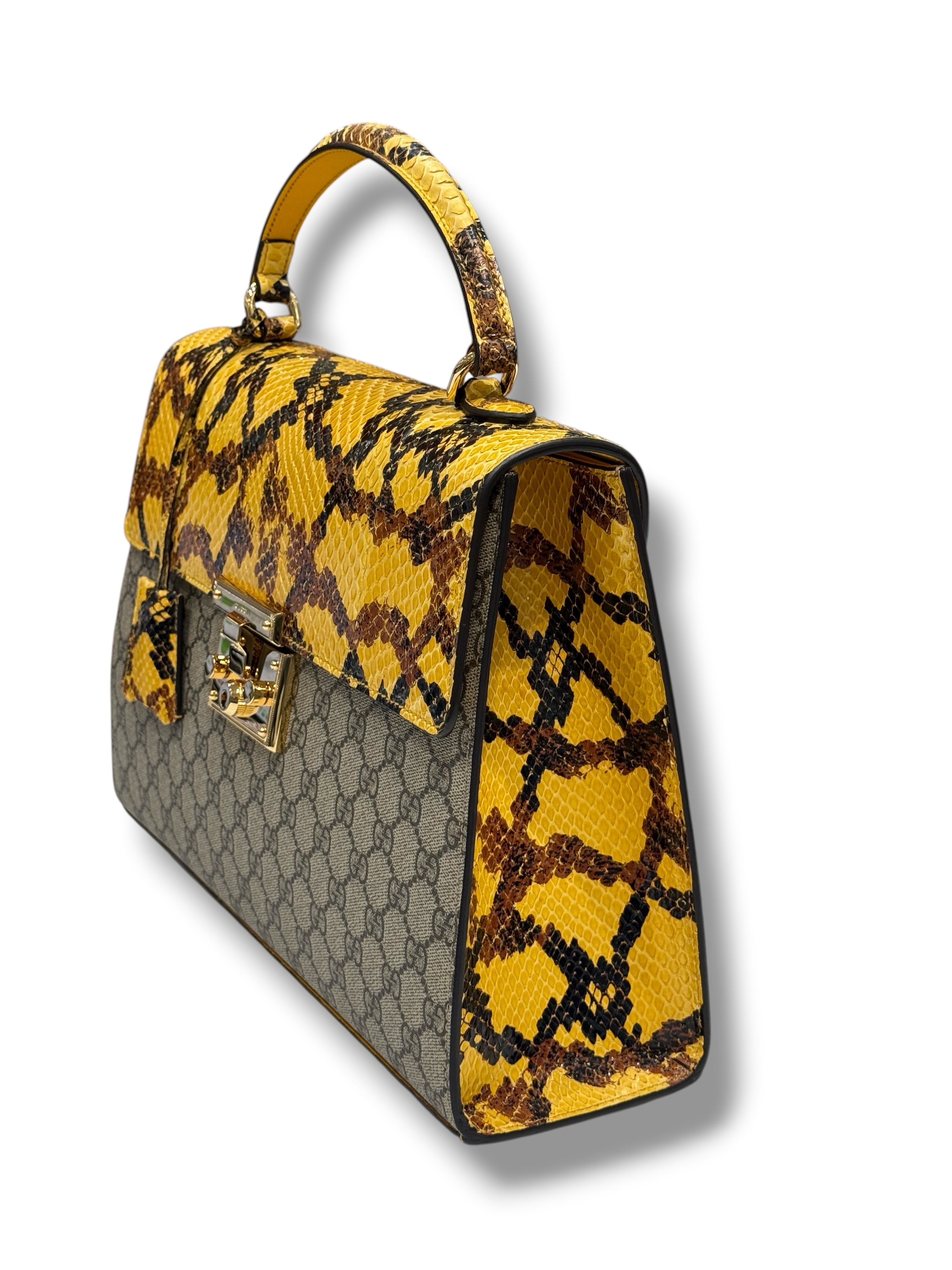 Gucci - Sac Padlock GM Be touch toile et python