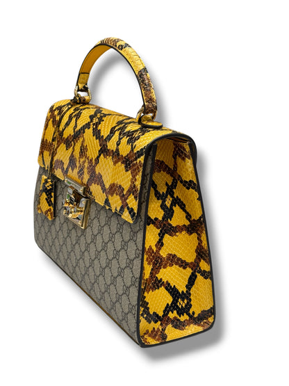 Gucci - Sac Padlock GM Be touch toile et python
