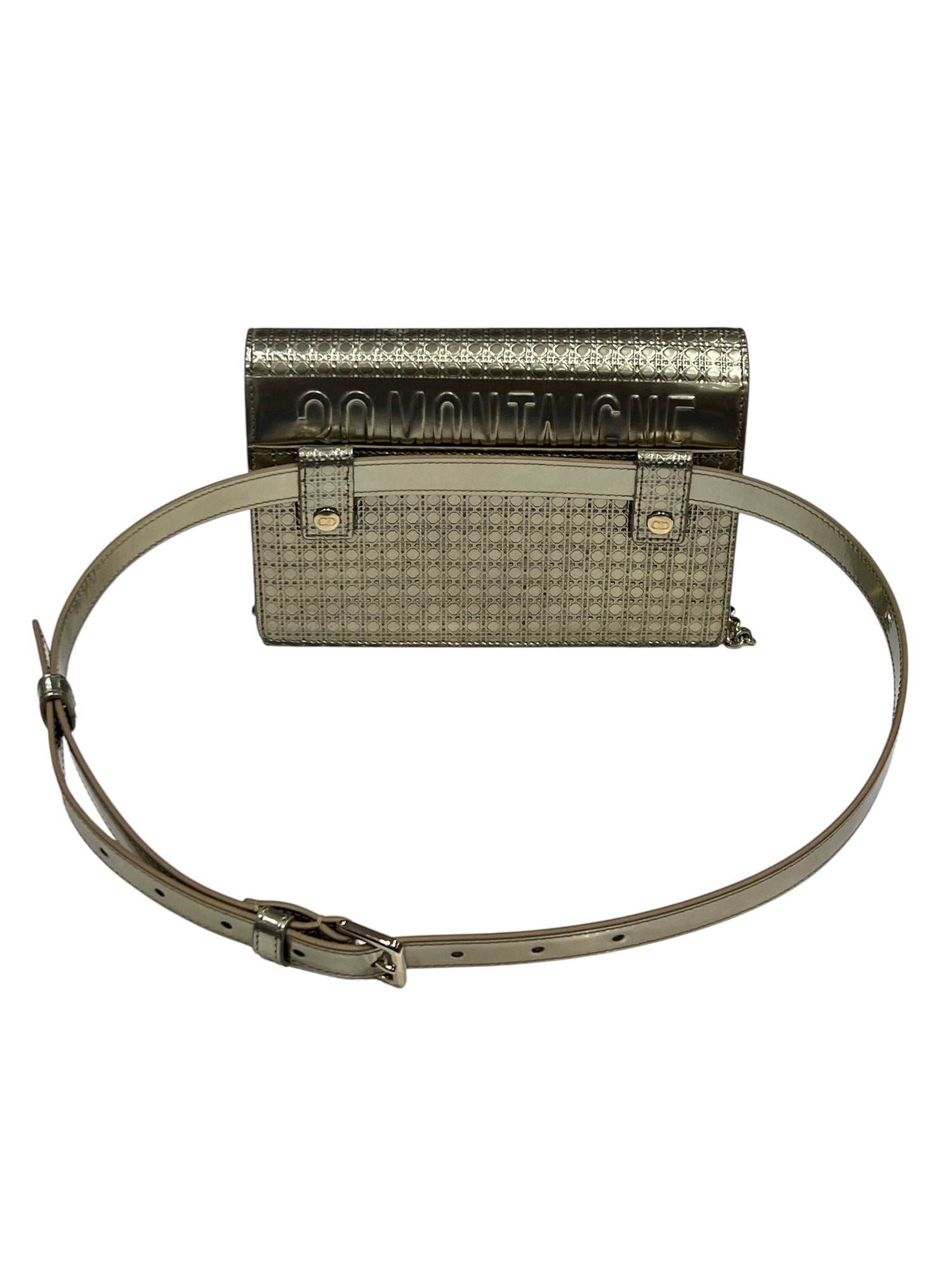 Dior - sac pochette ceinture 30 Montaigne cuir champagne