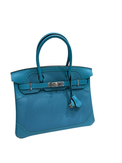 Hermès - Birkin 30 Ghilli togo/swift Turquoise PHW