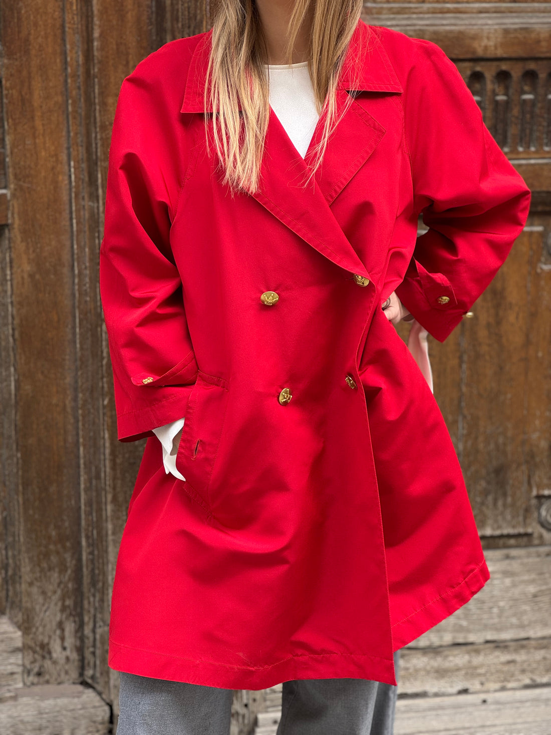 Chanel - Trench rosso in seta