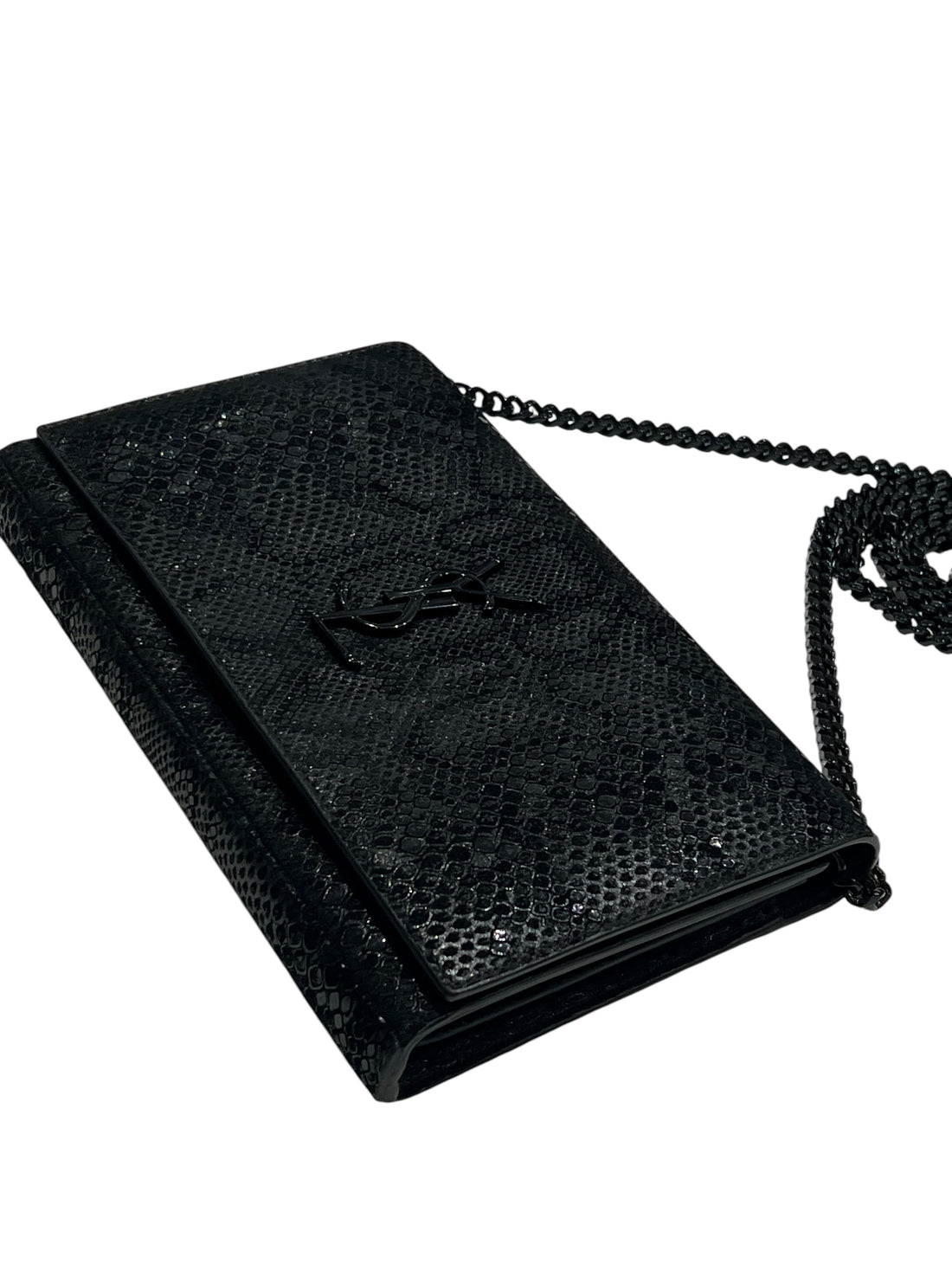 Saint Laurent – Kate-Tasche, limitierte Auflage, geprägtes Pythonleder, komplett Schwarz