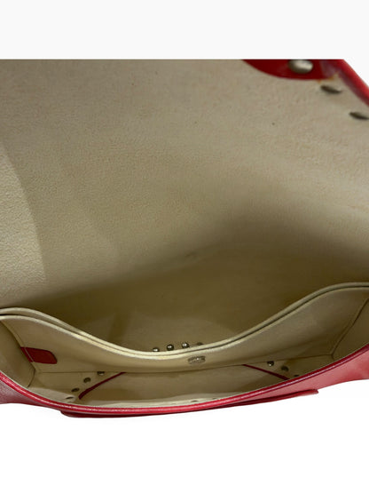 Céline - Borsa Le Poulbot in pelle rossa con borchie metalliche
