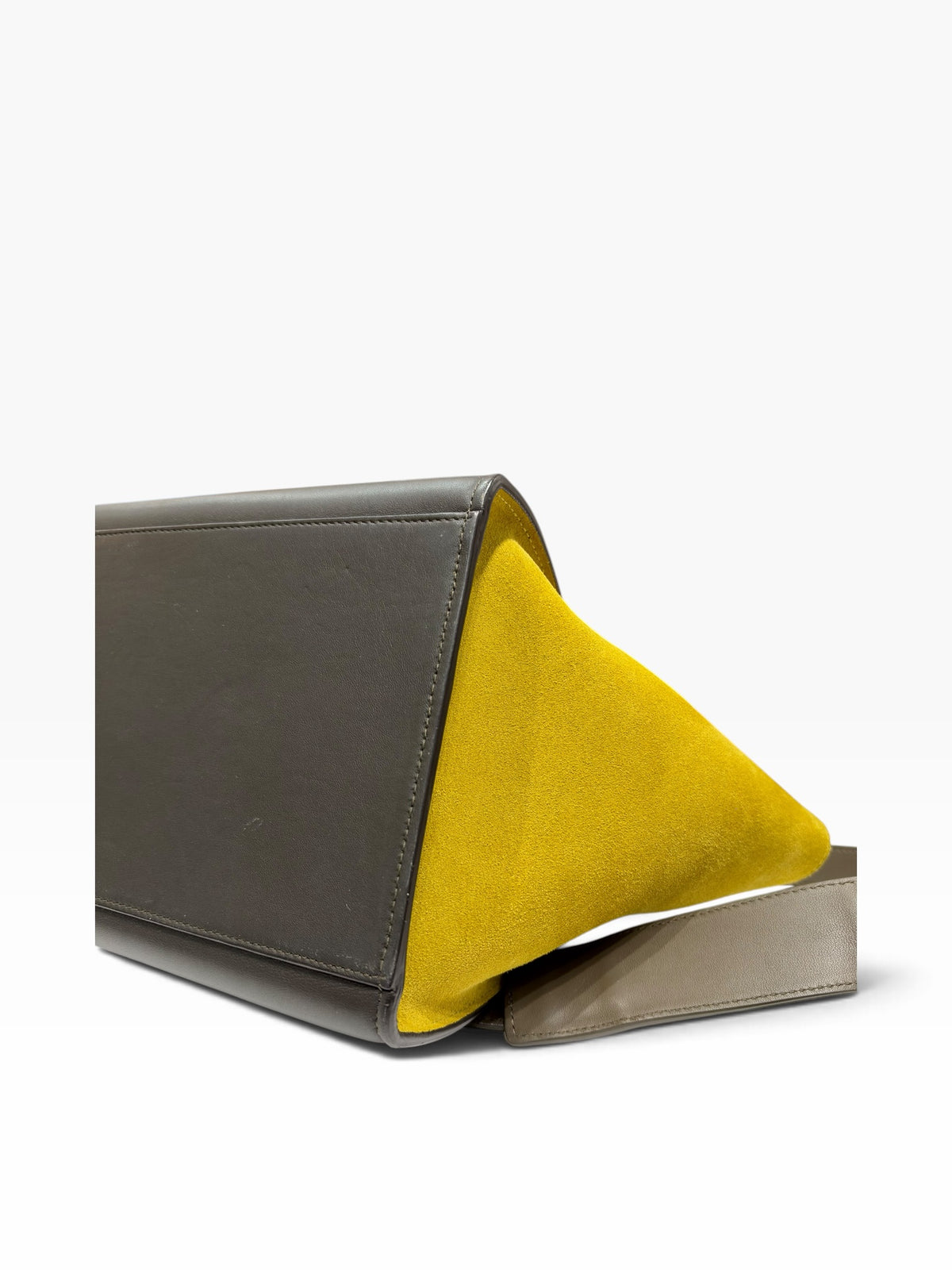 Céline - Sac à main trapèze tricolore en cuir et daim
